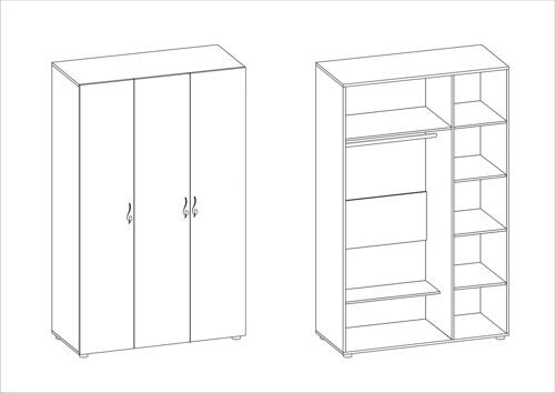 Шкаф платяной трехстворчатый с зеркалом